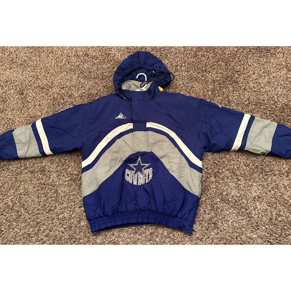 Vintage Apex One Proline Dallas Cowboys Pullover Hooded Coat Jacket Sz Medium